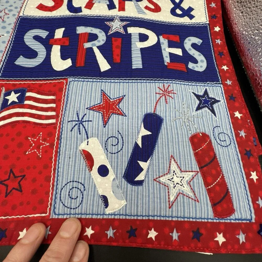 Patriotic Flag Stars Fireworks Tapestry Placemat ~ Set of 2 ~ Holiday July 4th